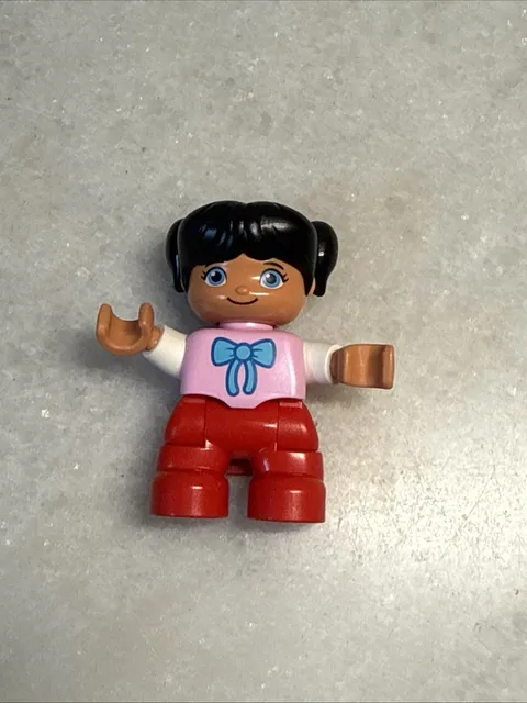 Lego Duplo Brunette Black Hair Girl Toddler 2" Figure For Family Home House Rare