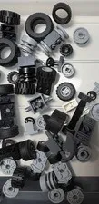 LEGO Bulk Lot Wheels Tires Rims Axles & Vehicle Parts, Black Gray White