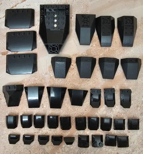 37 Lot LEGO Black Wedges Curved Slope Inverted Assorted Sizes