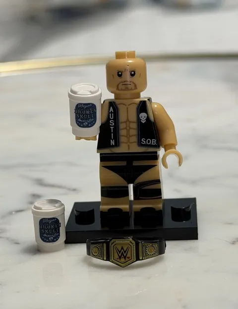 Lego Stone Cold Steve Austin Custom Printed Minifigure WWE WWF Wrestling