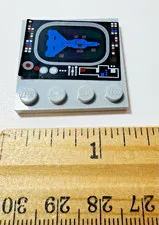 LEGO Tile, Modified 4x4 with Starship on Screen and Control Pattern Sticker 7964