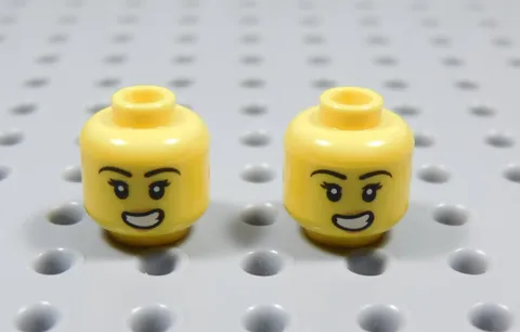 LEGO Lot of 2 Female Girl Head Minifig Smile Open Mouth BT