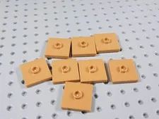 LEGO Lot of 8 Medium Nougat 2x2 Smooth Plates w/ Stud in Center BA