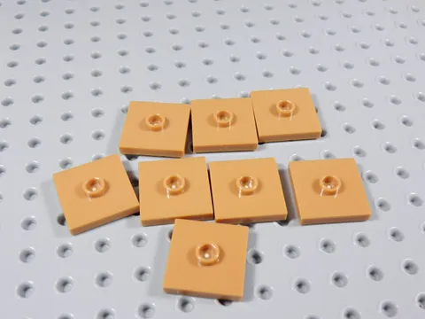 LEGO Lot of 8 Medium Nougat 2x2 Smooth Plates w/ Stud in Center BA