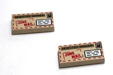 Lego - Minifigure Utensil - Lot of 2 - Tan, Letter / Envelope, Junk Mail Print