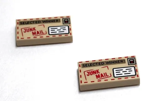 Lego - Minifigure Utensil - Lot of 2 - Tan, Letter / Envelope, Junk Mail Print