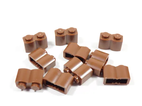 LEGO Lot of 10 Reddish Brown 1x2 Modified Log Bricks S6