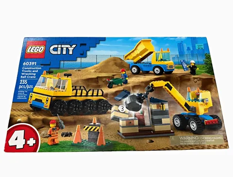 LEGO City Construction Trucks & Wrecking Ball Crane 60391 235 pcs Age 4+ sealed