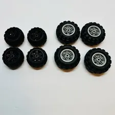 LEGO Tire and Rim Lot of 16 Parts. 43.2x26 & 56x26 LEGO Technic Wheels Tires