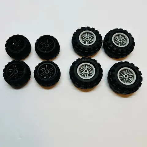 LEGO Tire and Rim Lot of 16 Parts. 43.2x26 & 56x26 LEGO Technic Wheels Tires
