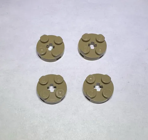 Lego Lot Of 4 Sand Yellow 2x2 Round Plate Plates New City Part