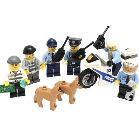 LEGO CITY Police Minifigure Bundle Cops Robbers K-9 Dog Motorcycle Fun Pack Lot