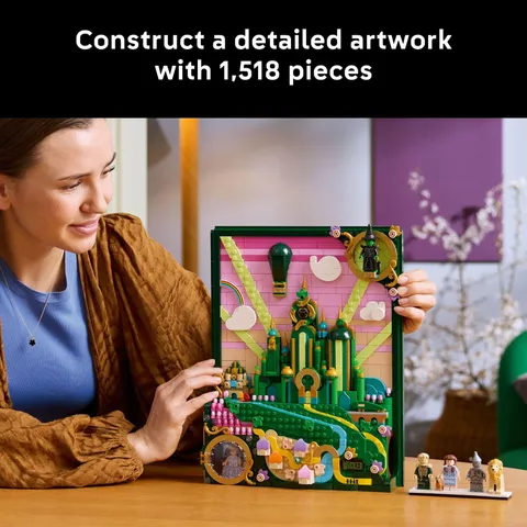 LEGO Wicked Emerald City Wall Art Building Set for Adults, 1,518 Pieces, Vibrant