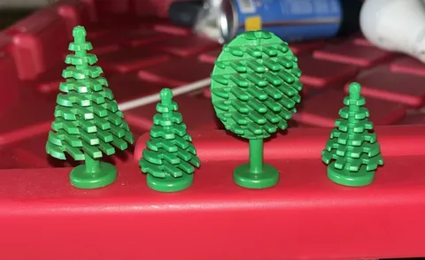 Mixed Lot of 4 Vintage Lego Green Trees Town City  Round Triangle Replacements 