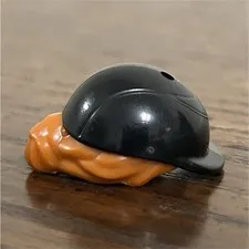 LEGO Minifigure Hair Piece Black Cap/Helmet with Orange Hair & Beard, 1pc
