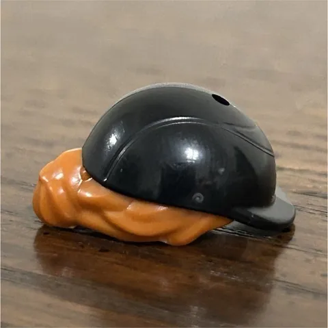 LEGO Minifigure Hair Piece Black Cap/Helmet with Orange Hair & Beard, 1pc