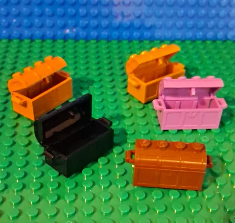 LEGO Treasure Chests Lot 5 Colors; Black, Brown, Light Brown, Gold, Light Purple