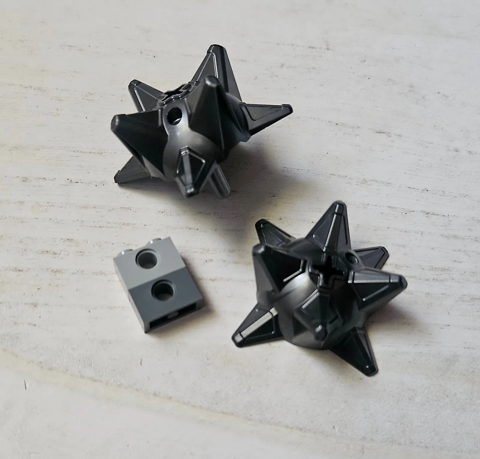 2x LEGO Hero Factory Weapon 98578 Spiked Ball Half (Dark Pearl Gray)