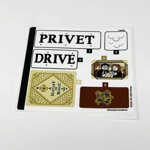 LEGO Sticker 76425 HARRY POTTER Privet Drive History Magic Lily James Hedwig