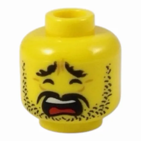 LEGO Minifigure, Head Beard Black Stubble, Scared Wide Open Mouth