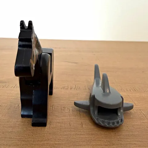 LEGO Animal Lot Black Horse (4493c01pb02) & Dark Bluish Gray Shark Body (14158)
