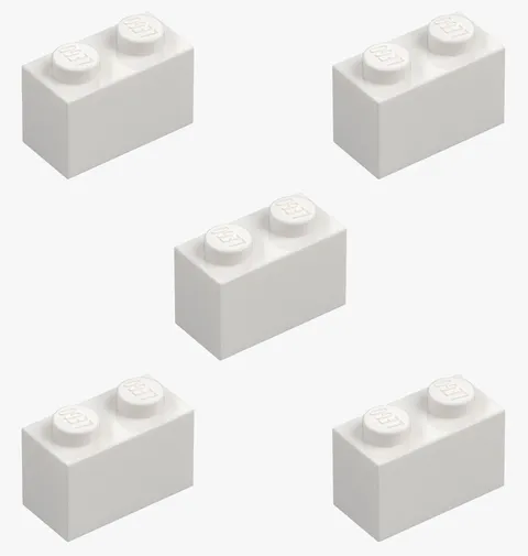 5 New LEGO White 1x2 Bricks 3004 block castle city 2x1 building bock 300401