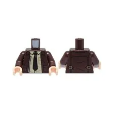 LEGO - Minifig, Torso Open Jacket w/ Pockets & Tan Shirt, Black Tie Pattern