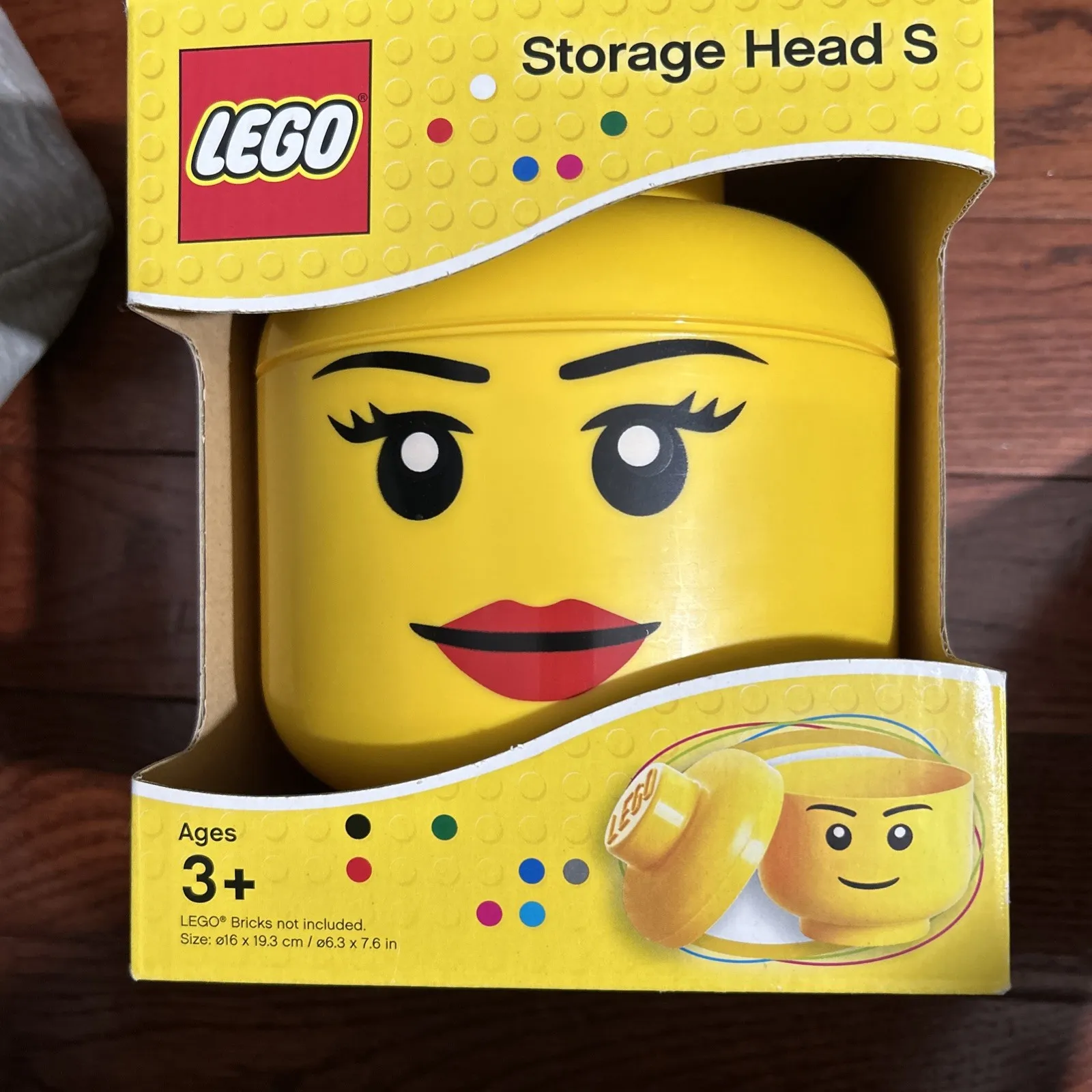 NIB LEGO STORAGE HEAD SMALL GIRL YELLOW