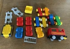 Large Lot of Lego Duplo Wheeled Vehicles Trucks Cars Tracks Kids Building Blocks