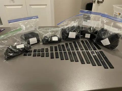 LEGO BULK LOT OF 651 BLACK FLAT PLATES 2X2 2X3 2X4 2X6 2X8 2X10 2X12 2X14 2X16
