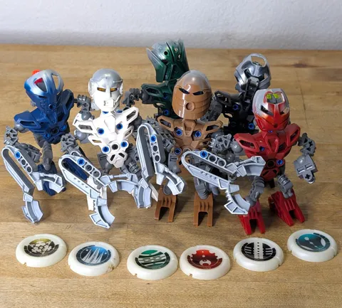 Lego Bionicle Matoran of Metru Nui Set of 6 w Glow in the Dark KANOKA DISKS