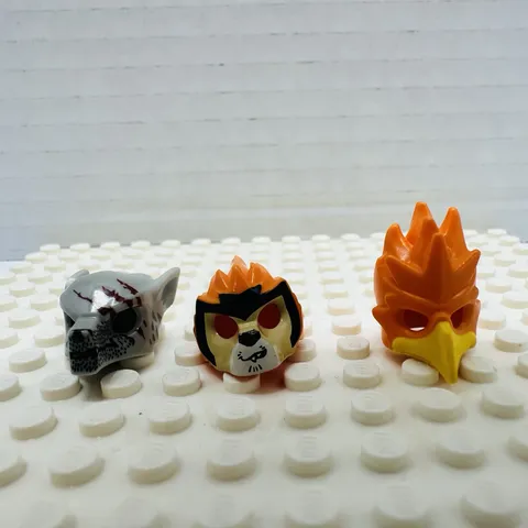 Lego Legends Of Chima Mask Head Helmet Lot Wolf, Phoenix & Leonidas Pre-owned