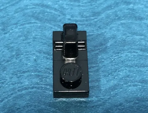 LEGO PART 92280 MODIFIED 1X2 PLATE W/ SINGLE STUD AND OPEN O CLIP ON TOP (BLACK)