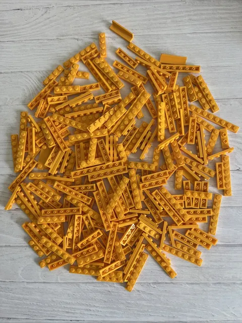 LEGO BRIGHT LIGHT ORANGE LOT 222 PCS 1X8 1X6 1X4 1X3 PLATE VARIETY