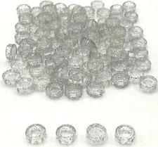 Lego 100 New Glitter Trans-Clear Tiles Flat Smooth Round 1 x 1 Parts