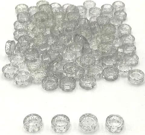 Lego 100 New Glitter Trans-Clear Tiles Flat Smooth Round 1 x 1 Parts