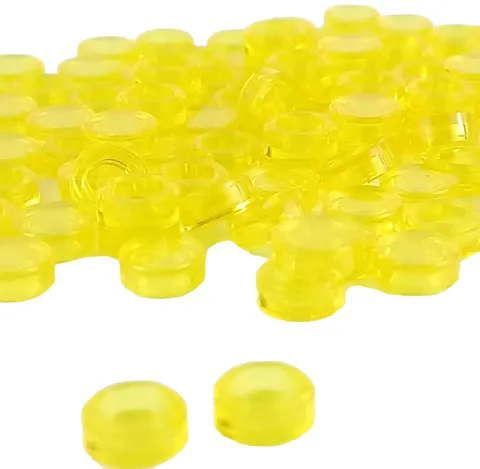 100 Pieces LEGO® Trans-Yellow Tiles Round 1 x 1 Anti-Stud on bottom 98138