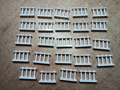 LEGO BULK LOT 24 WHITE FENCE SPINDLED 1X4X2 WITH STUDS ON TOP