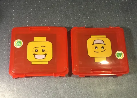 Lego 2 Red Project Case With Green Building Baseplate 10X10 Inches~32X32 Studs