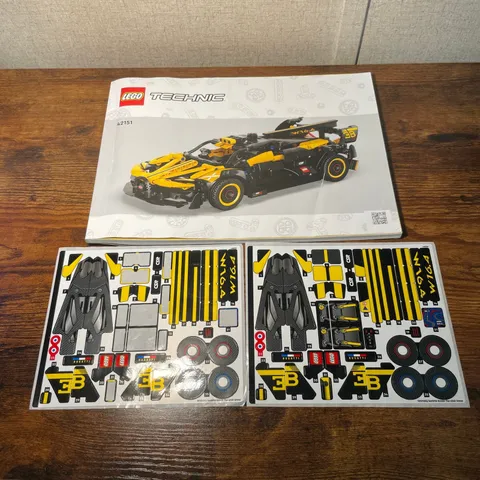 Lego Technic Bugatti Bolide 42151 Instructions and 2 Sticker Sheets Yellow Black