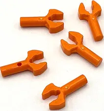 Lego 5 New Orange Bars 1L with Clip Mechanical Claw - Cut Edges Parts