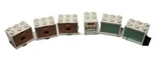 lot Of 6 Lego Minifigure Cabinets 3 Withb Drawers 2 with Clear Doors and 1 Stove
