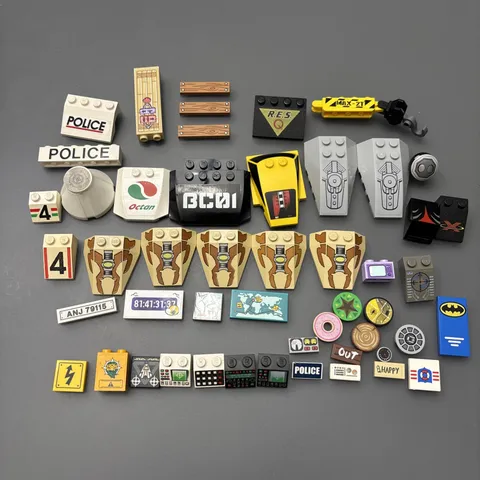 Lego Printed & Stickered Parts 50 Pieces Mixed Lot