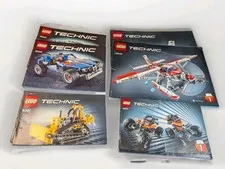 LEGO 4 Technic Vehicle Instruction Manuals  #42040 Plane/Jet #9391 Crane & More