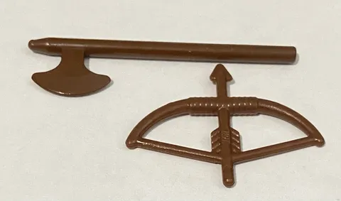LEGO Classic Brown Minifig Knight Castle Weapon Halberd / Axe & Bow And Arrow