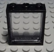 Lego Window 1x3x3 Black with Transparent Disc