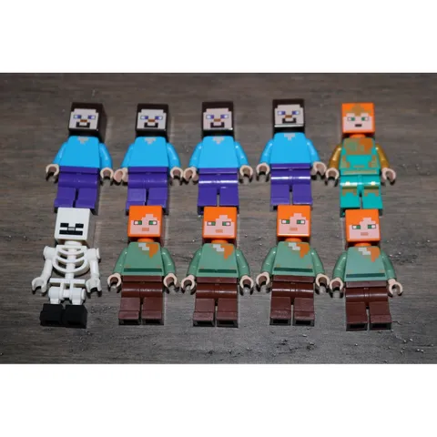 LEGO Minecraft Minifigures Lot of 10 Steve Alex Skeleton Royal Warrior Mixed Set