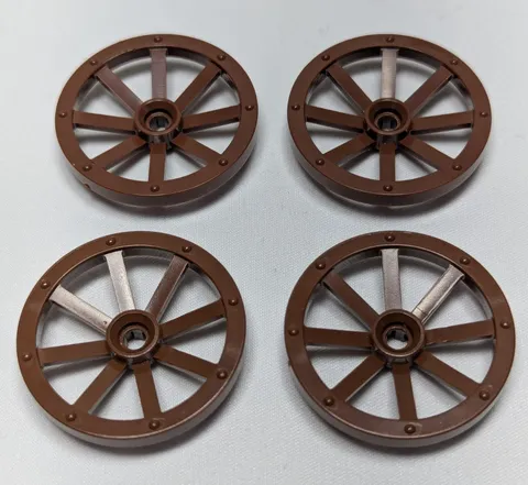 LEGO Reddish Brown Wagon Wheels 4489 Lot of 4