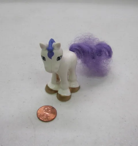 Vtg LEGO Duplo WHITE PONY HORSE PURPLE HAIR Set 4826 4828 Princess Castle #1