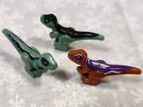 Lot 3 Different LEGO Jurassic World Dinosaur Baby Dino Raptor Green Orange 75938